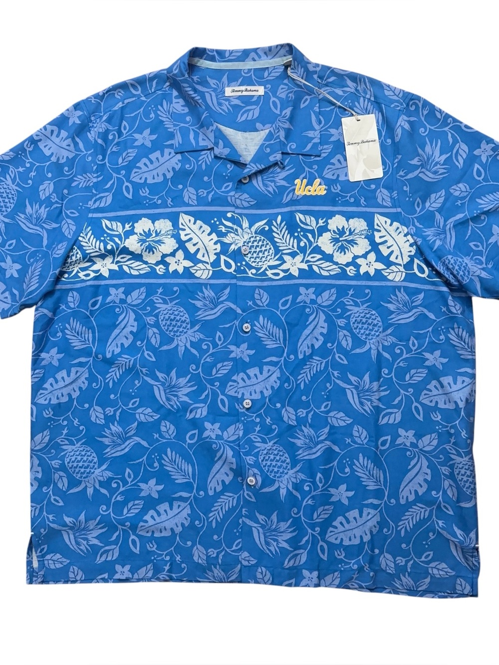 Tommy Bahama UCLA Bruins Hawaiian Camp Shirt Mens 2XL Silk Floral Blue NEW